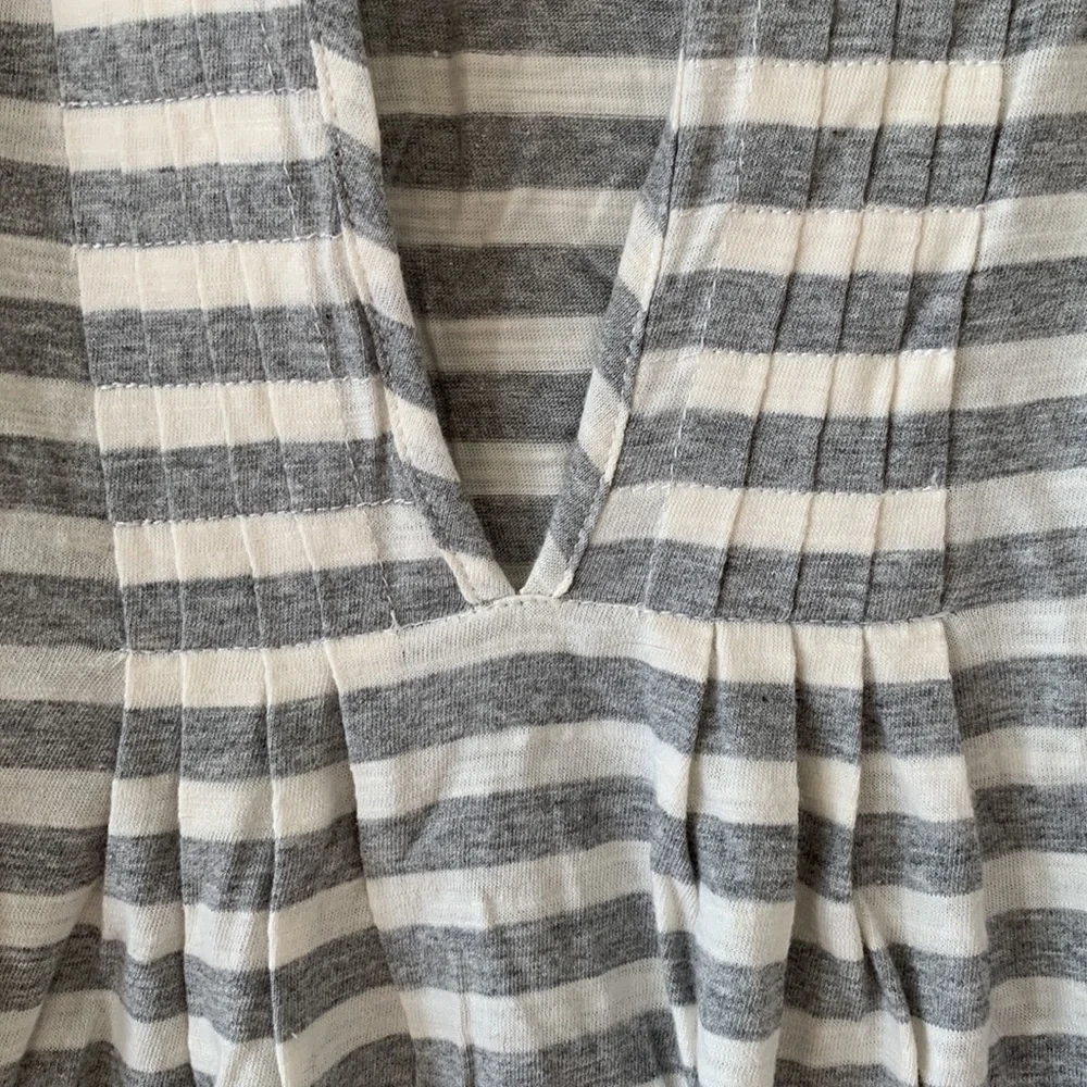 NWT LOFT 100% Cotton Stripe Deep V-Neck Long Sleeves Tunic Top Size Large - Picture 3 of 12